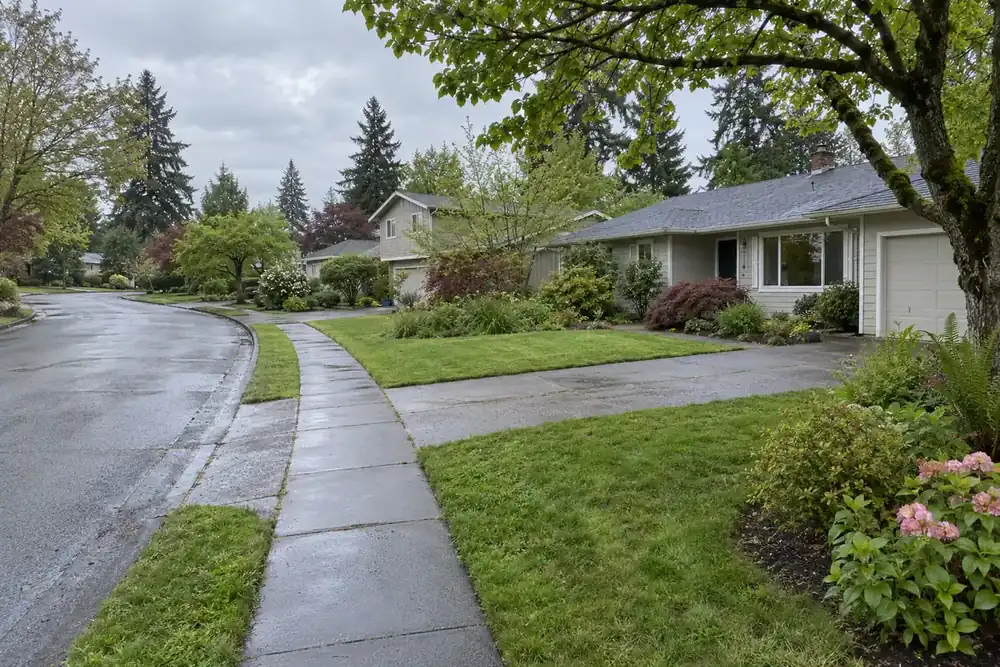 Illustration of a typical residential street in the Aloha, OR area