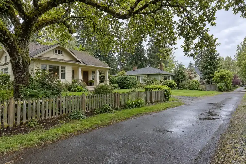 Illustration of a typical residential street in the Oak Grove, OR area